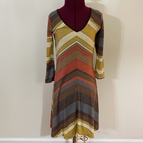 Vintage 70’s style fall chevron soft lightweight disco Bodycon dress small - Picture 3 of 12